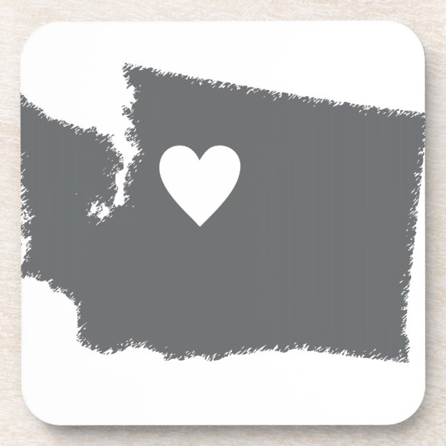 I Heart Washington Grunge Look Outline State Love Coaster (Front)
