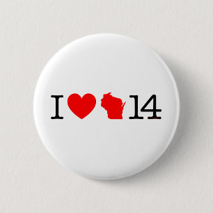 I Heart Wisconsin 14 6 Cm Round Badge