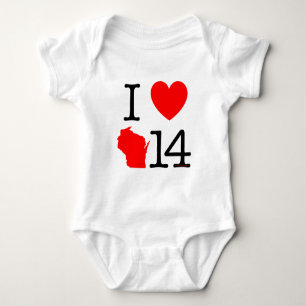 I Heart Wisconsin 14 Baby Bodysuit