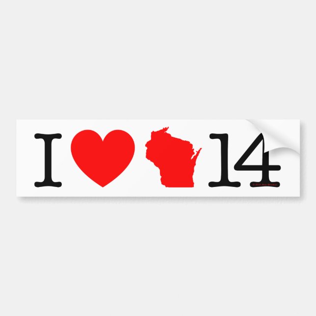 I Heart Wisconsin 14 Bumper Sticker (Front)