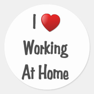 i heart working at home classic round sticker