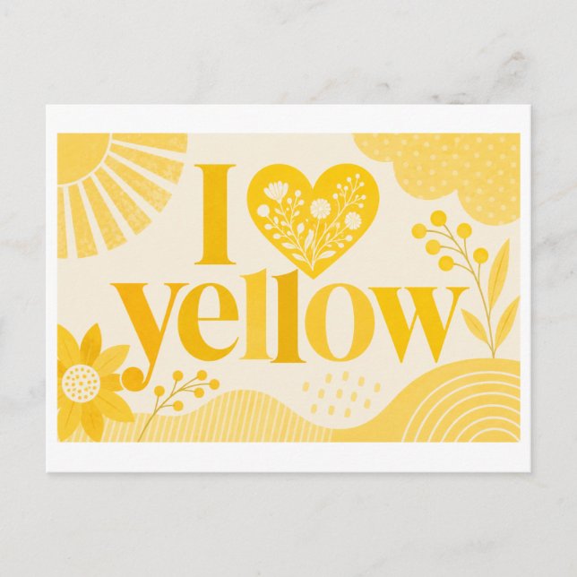 "I [Heart] Yellow" Postcard (Front)