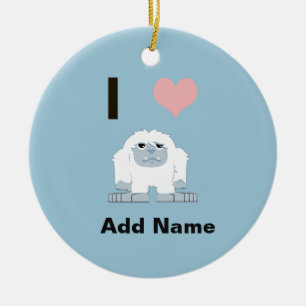 I heart yeti ceramic ornament