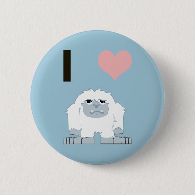 I Heart Yeti Cute Cartoon Snow Monster 6 Cm Round Badge (Front)