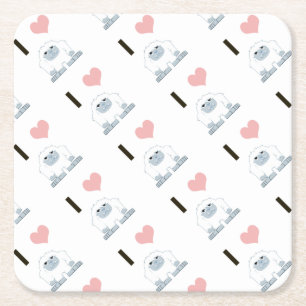 I Heart Yeti Cute Cartoon Snow Monster Square Paper Coaster