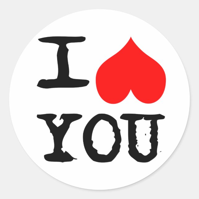 I Heart You Customisable Classic Round Sticker (Front)