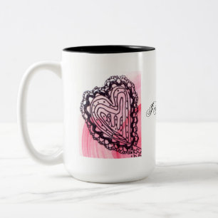 I Heart You Fancy Red hearts Two-Tone Coffee Mug