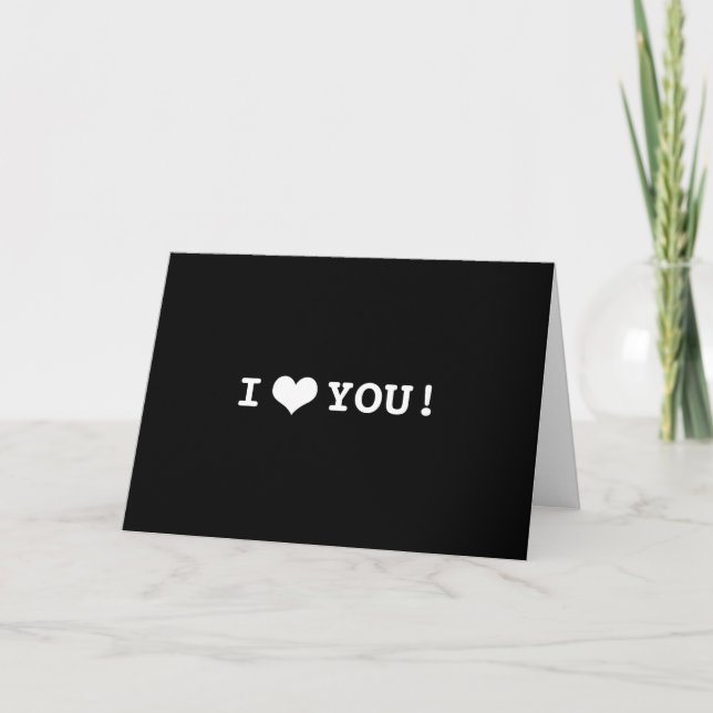 I Heart You Happy Valentines Day Black White Holiday Card (Front)