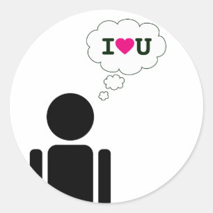 i heart you : love stick classic round sticker