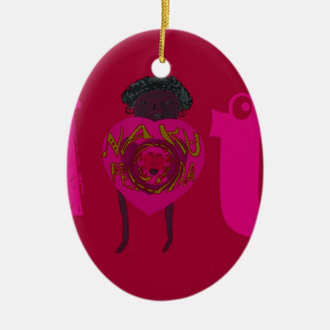 I Heart You Nakupenda Sana Happy Valentine's Day  Ceramic Ornament (Front)