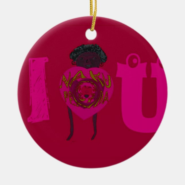 I Heart You Nakupenda Sana Happy Valentine's Day  Ceramic Ornament (Front)