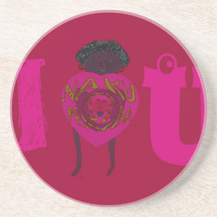 I Heart You Nakupenda Sana Happy Valentine's Day  Coaster