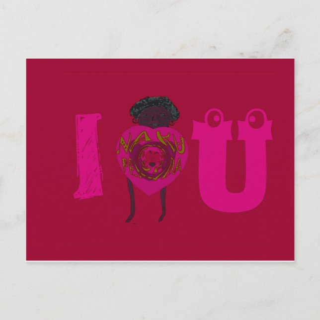 I Heart You Nakupenda Sana Happy Valentine's Day  Holiday Postcard (Front)