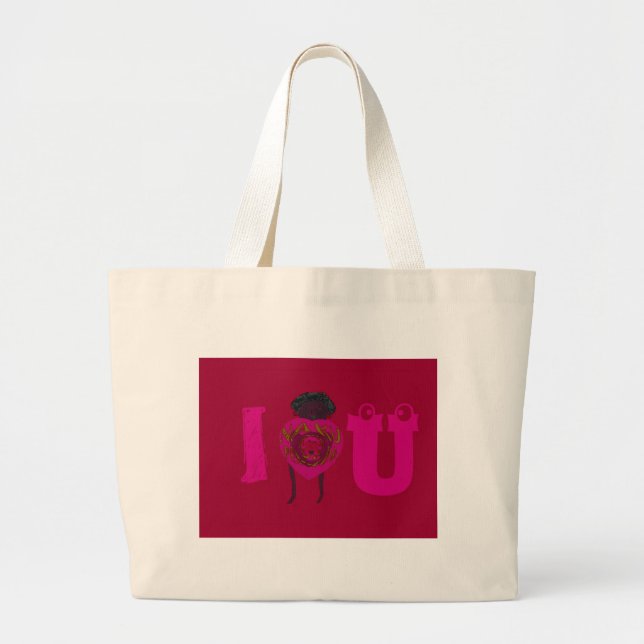 I Heart You Nakupenda Sana Happy Valentine's Day  Large Tote Bag (Front)