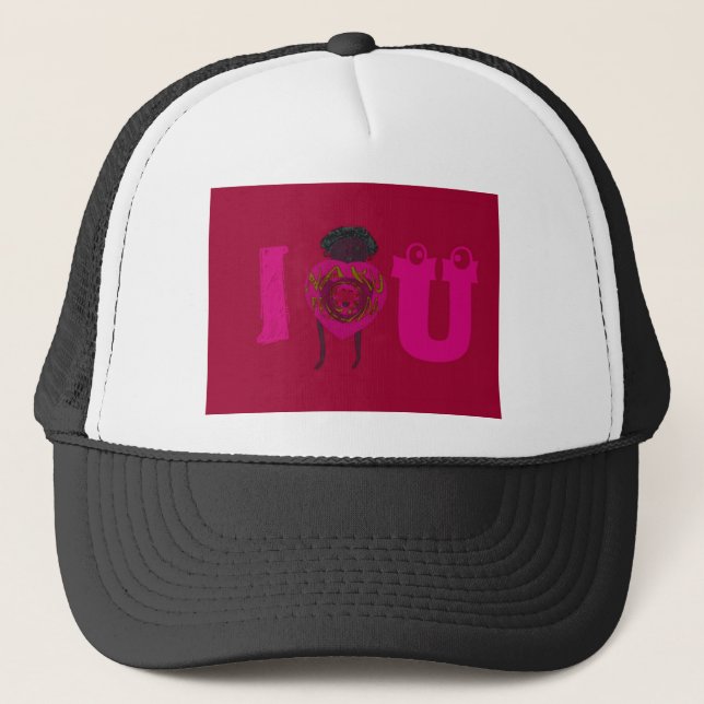 I Heart You Nakupenda Sana Happy Valentine's Day  Trucker Hat (Front)