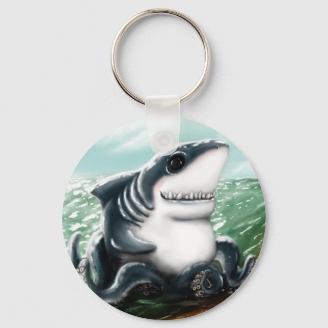 I heart you Sharktopus Key Ring (Front)