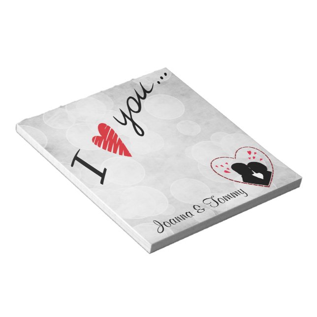 I Heart You Silhouette Couple Notepad (Angled)
