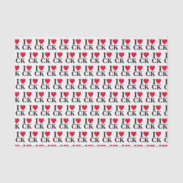I Heart Your Initials | Fun Custom Monogram Tissue Paper (Front)