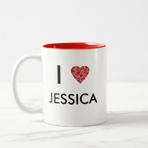I heart your name Gift to personalize Two-Tone Coffee Mug