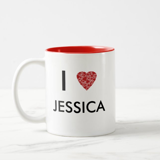 I heart your name | Gift to personalize Two-Tone Coffee Mug (Left)
