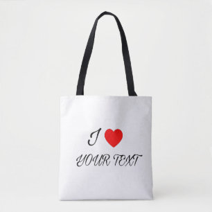 I heart your text tote bag