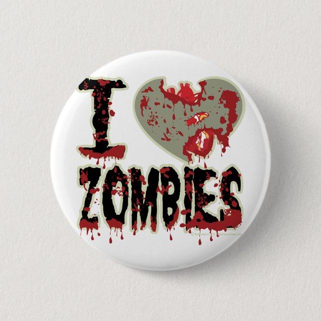 i heart zombies 6 cm round badge (Front)