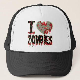 i heart zombies trucker hat
