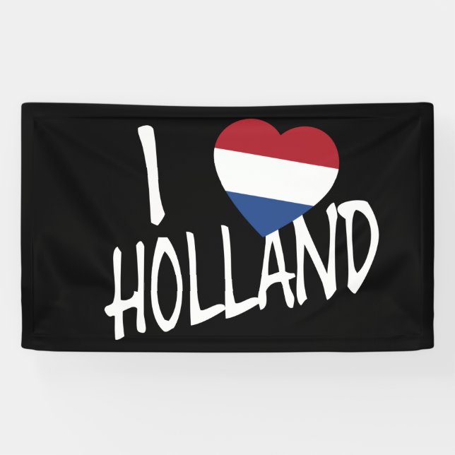 I Heartflag Holland wt on bk bnrcnt Banner (Horizontal)