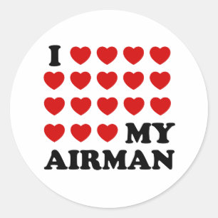 I (hearts) my Airman Classic Round Sticker