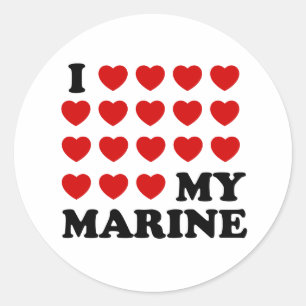 I (hearts) my marine classic round sticker