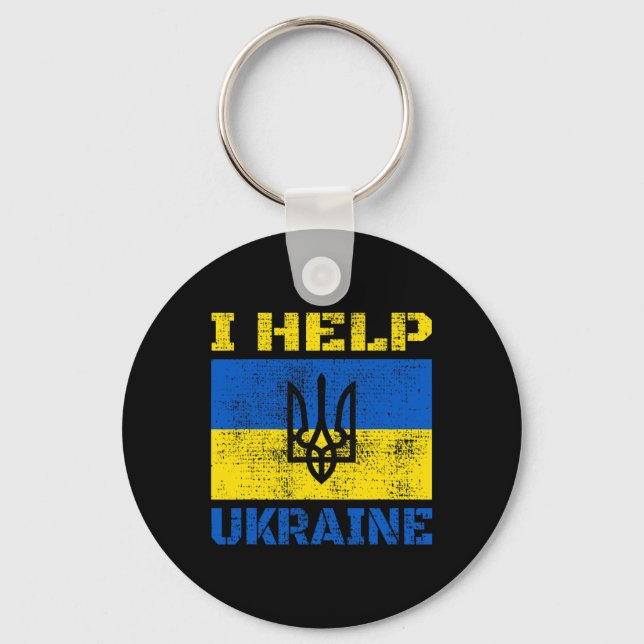 I Help Ukraine Support Ukrainian I Stand With Ukra Key Ring (Front)