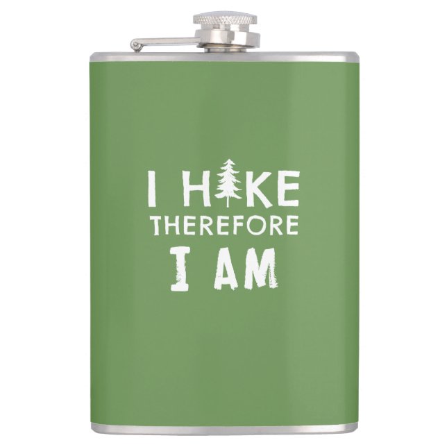 I Hike Therefore I Am Hip Flask (Front)