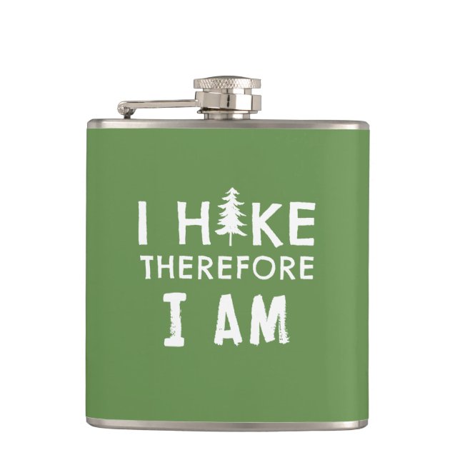 I Hike Therefore I Am Hip Flask (Front)