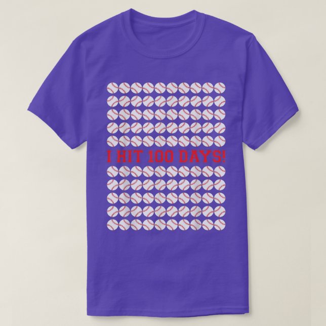 I Hit 100 Days Of School Baseball 100th Day Gifts  T-Shirt (Design Front)