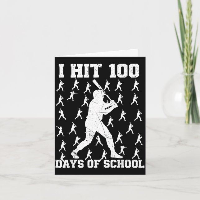 I Hit 100 Days Of School Baseball Boy  Card (Front)
