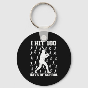 I Hit 100 Days Of School Baseball Boy Key Ring
