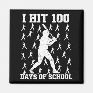 I Hit 100 Days Of School Baseball Boy  Magnet