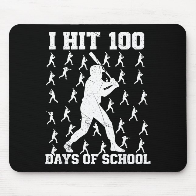 I Hit 100 Days Of School Baseball Boy  Mouse Pad (Front)