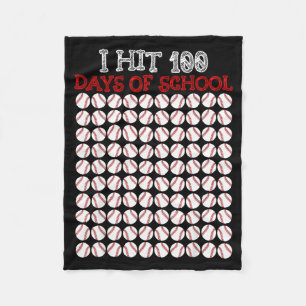 I Hit 100 Days Of School Baseball Lover Teacher St Fleece Blanket