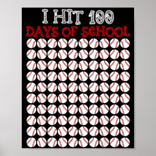 I Hit 100 Days Of School Baseball Lover Teacher St Poster