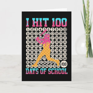 I Hit 100 Days of School Funny Baseball Ice Cream Card