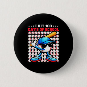 I Hit 100 Days Of School Funny Baseball Player Kid 6 Cm Round Badge