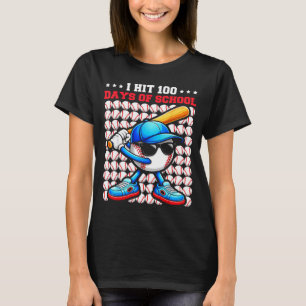 I Hit 100 Days Of School Funny Baseball Player Kid T-Shirt
