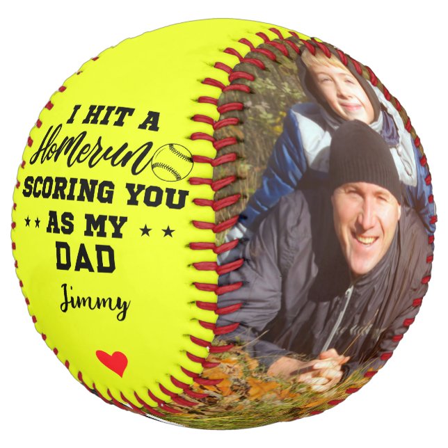 I Hit Homerun Scoring You As My Dad | Custom Photo Softball (Angled)