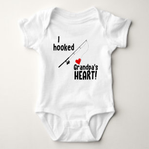 I Hooked Grandpa's Heart Fishing Baby Bodysuit