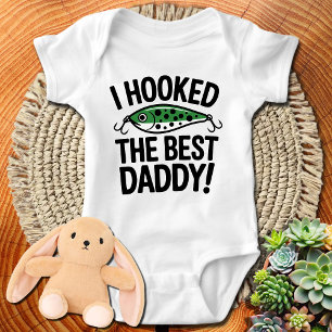 I Hooked The Best Dad Fishing Baby Bodysuit