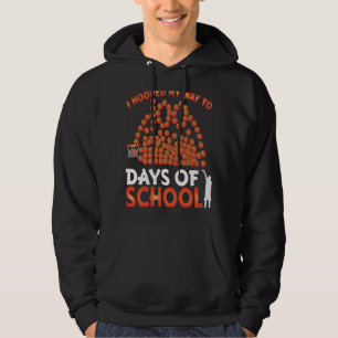 I Hooped My Way To 100 Days Of School Basketball P Hoodie
