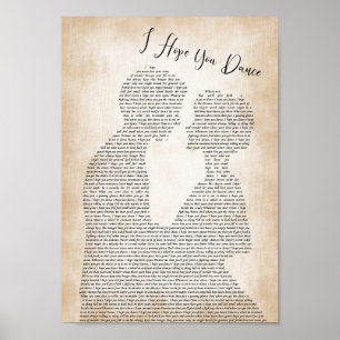I Hope You Dance Song Lyric Man Lady Bride Groom Poster