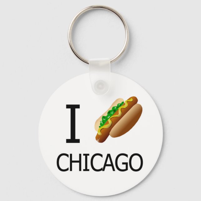 I Hotdog Chicago Keychainx Key Ring (Front)