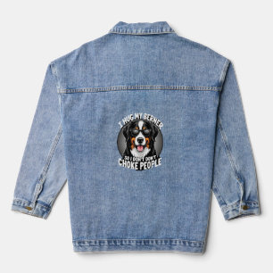 I Hug My Berner So I Dont Choke People Funny Dog P Denim Jacket
